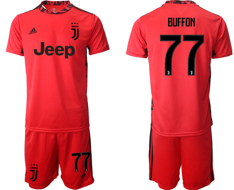 Men 2020-2021 club Juventus red goalkeeper #77 Soccer Jerseys->juventus jersey->Soccer Club Jersey